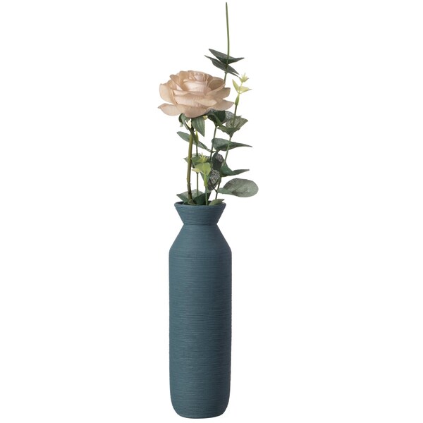9 H Decorative Ceramic Cylinder Vase, Modern Style Centerpiece Table Vase, Blue